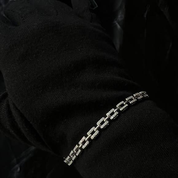 Lab-grown moissanite diamond link bracelet in 925 sterling silver, D color, VVS